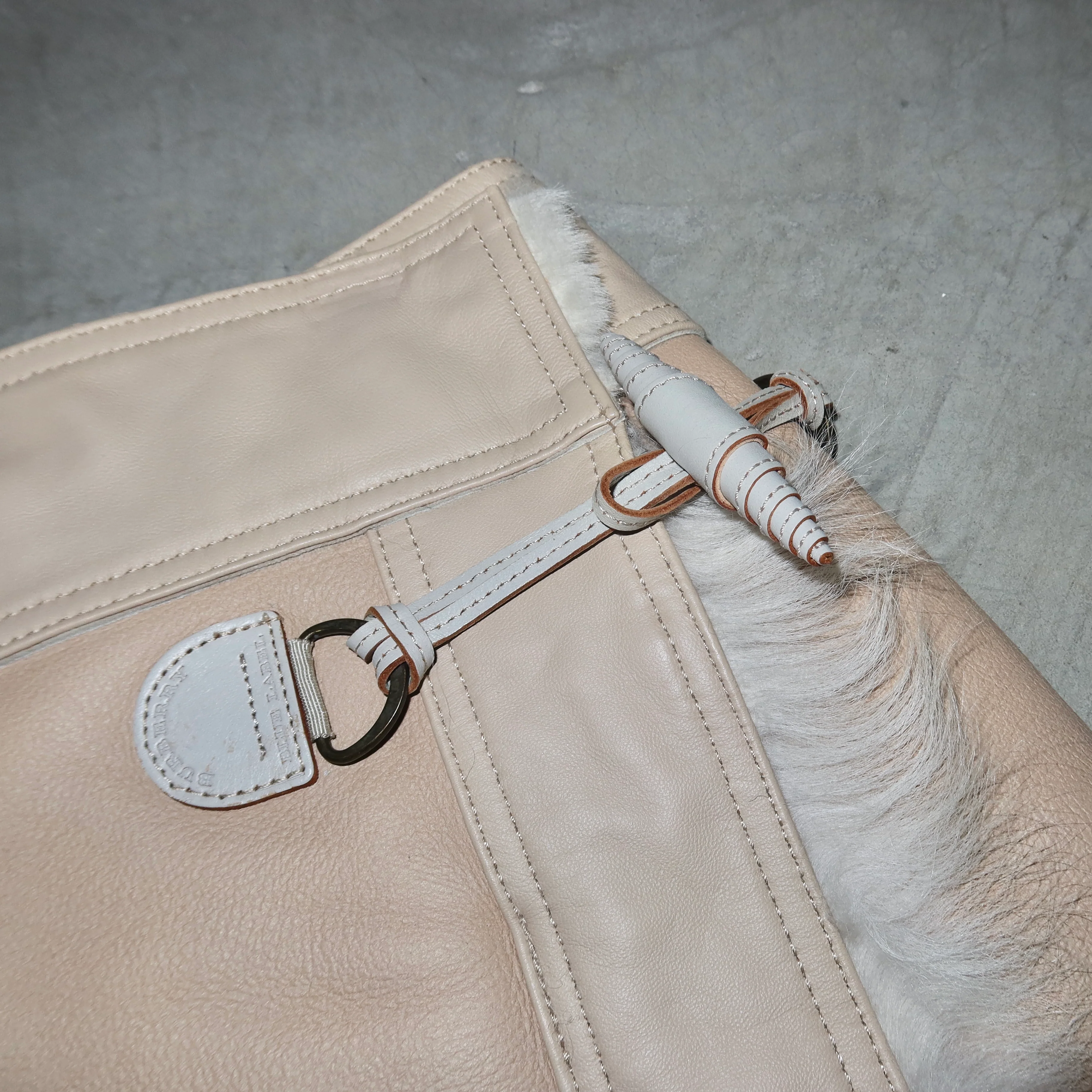 Burberry Leather and Shearling Mini Skirt - Image 6