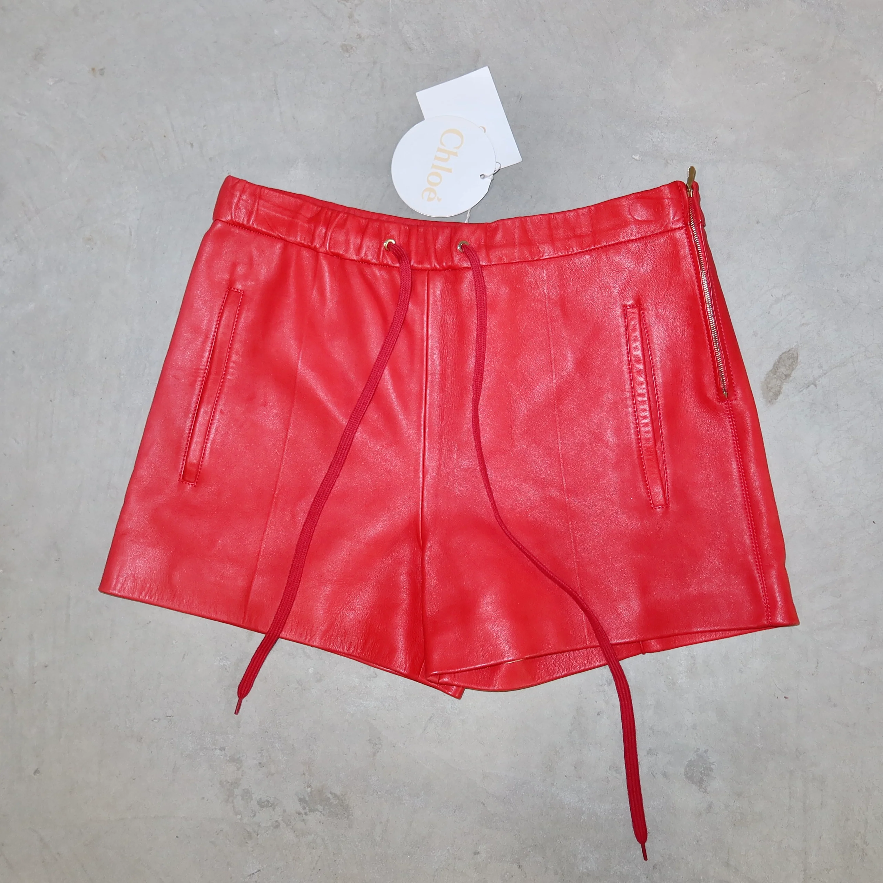 Chloé 2013 Red Leather Shorts (BNWT) - Image 5
