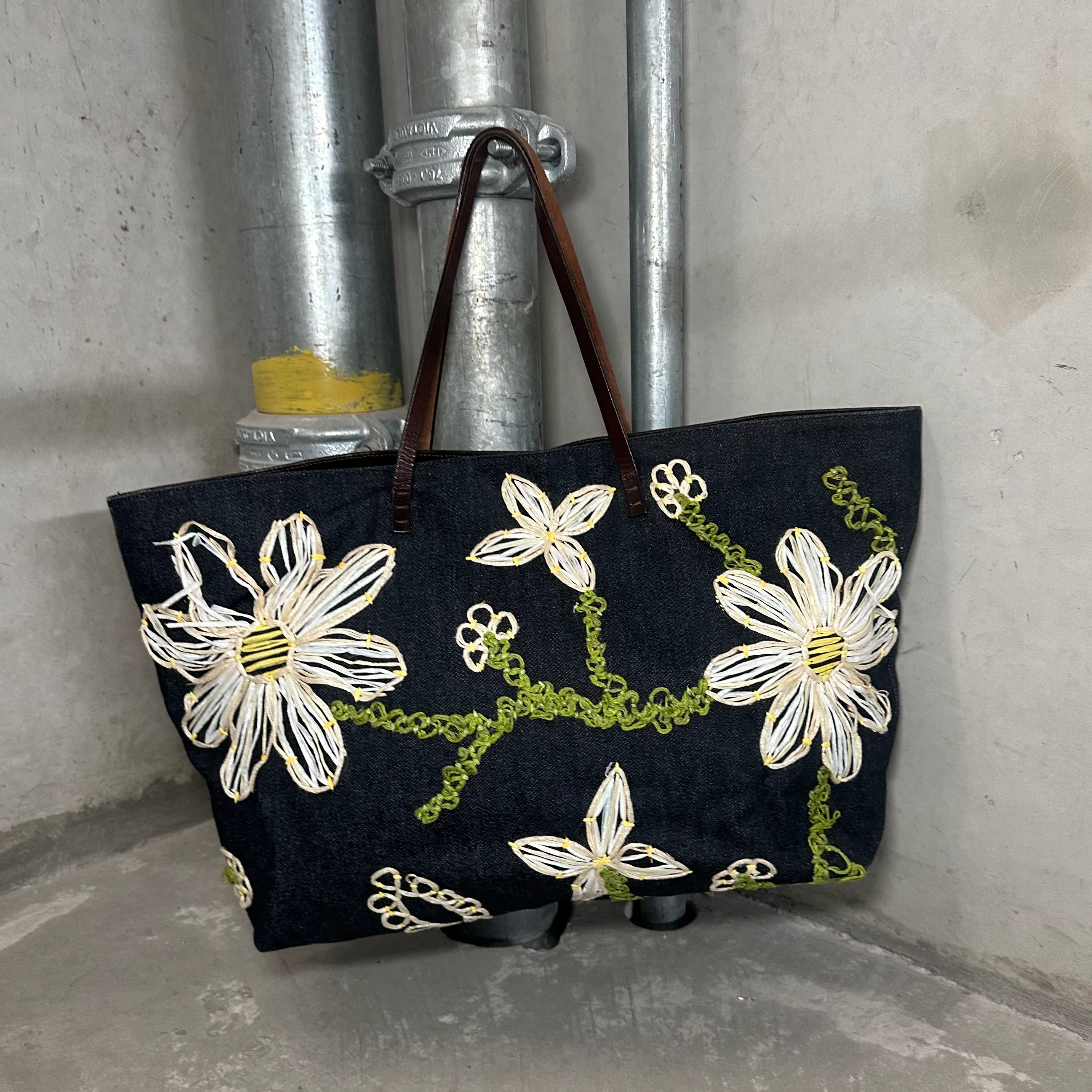 Fendi by Karl Lagerfeld Floral Denim Tote - Image 3